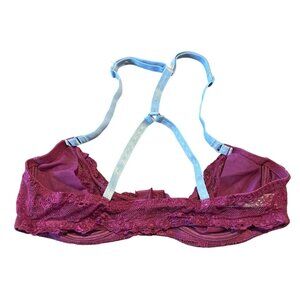 Free People Intimately 34C Sheer Lace Bra With Blue Adjustable‎ Straps